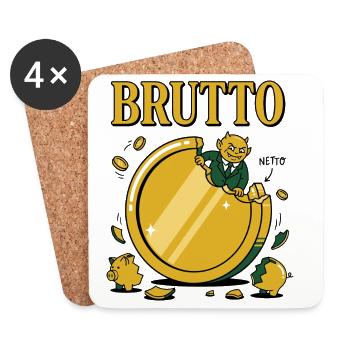 Brutto Netto Biss Der Steuer Teufel kommt - Untersetzer (4er-Set) - Weiß - Vorne
