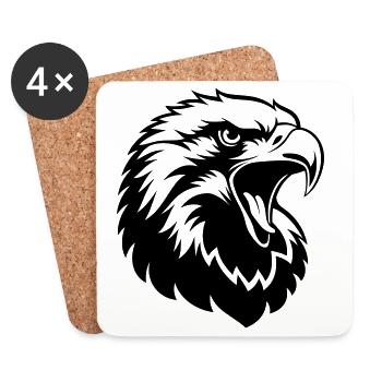 Eagle Head – Strong Tattoo Motif - Coasters (set of 4) - white - Front