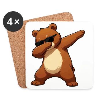 Dab Bear with Sunglasses - Coasters (set of 4) - white - Front
