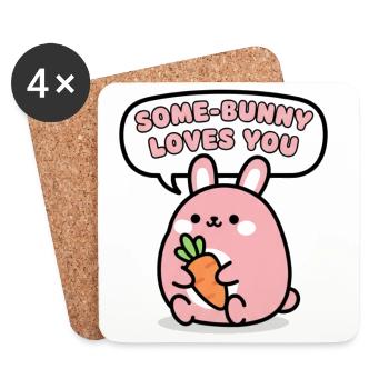 Some Bunny Loves You Carrot Cute - Coasters (set of 4) - white - Front