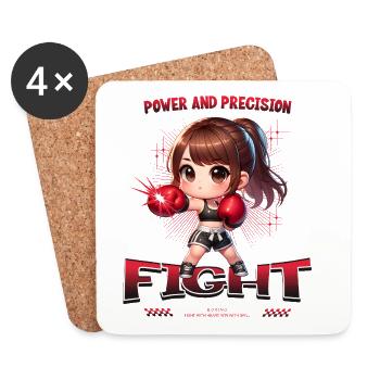 Powerful boxing chibi fighter - Coasters (set of 4) - white - Front