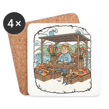 Fireworks Pyro Rockets - Coasters (set of 4) - white - Front
