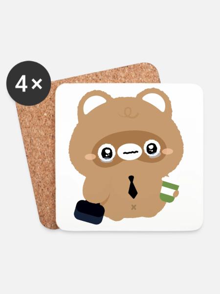 Tired Beaver - Coasters (set of 4) - white