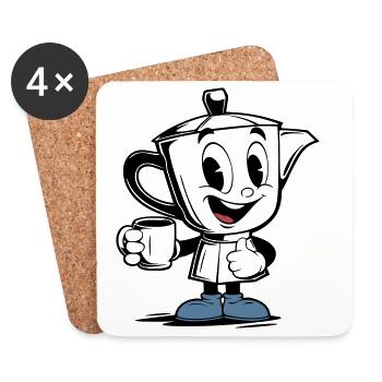 Vintage Mokkakanne Mascot - Untersetzer (4er-Set) - Weiß - Vorne