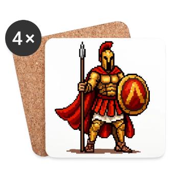 Spartan Warrior Pixel Art - Coasters (set of 4) - white - Front