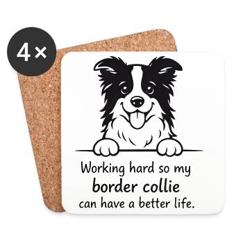 Mein Border Collie kann ein besseres Leben haben - Untersetzer (4er-Set) - Weiß - Vorne