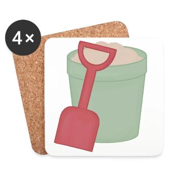 Sandpit Shovel Motif - Coasters (set of 4) - white - Front