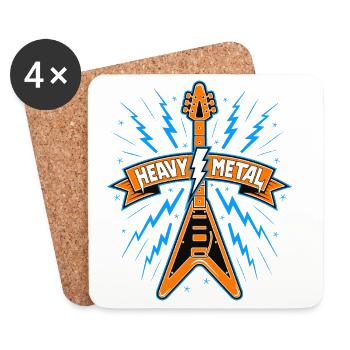 Heavy Metal Banner avec guitare - Dessous de verre (lot de 4) - blanc - Devant