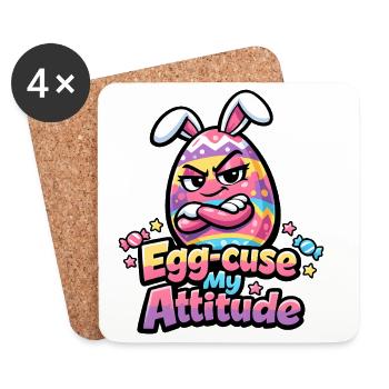 Egg-Cuse My Attitude Ostern - Untersetzer (4er-Set) - Weiß - Vorne