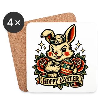 Jardin de Pâques Printemps Été Bunny Bunny - Dessous de verre (lot de 4) - blanc - Devant