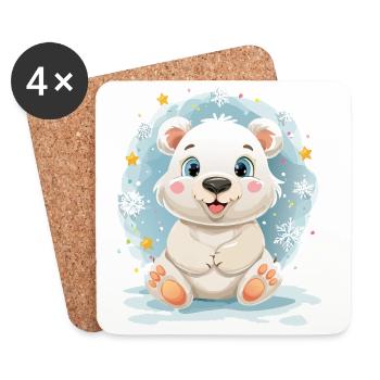 Polarbärchen im Winterzauber - Untersetzer (4er-Set) - Weiß - Vorne