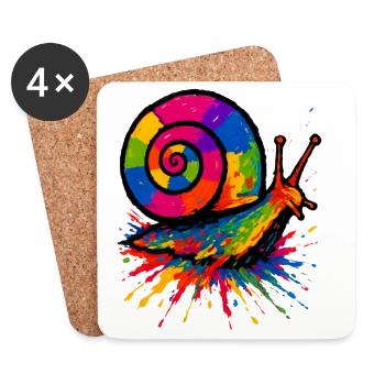 Escargot Arlequin - Splatter Perma Art - Dessous de verre (lot de 4) - blanc - Devant