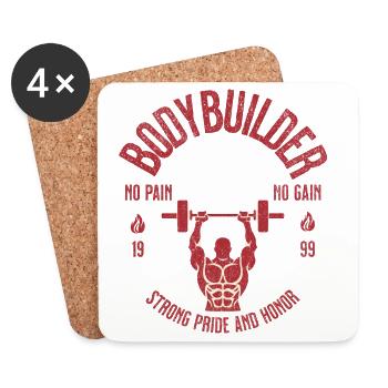 Bodybuilder Lifestyle – Strength & Muscle Power - Coasters (set of 4) - white - Front