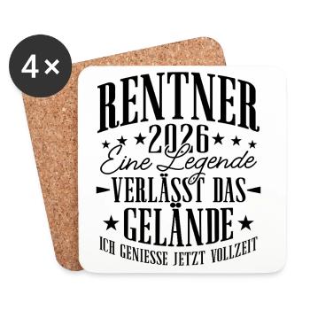 Rentner 2026 Rente Ruhestand Geschenk - Untersetzer (4er-Set) - Weiß - Vorne