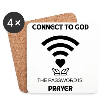 Connect to God - Modern Prayer & Faith Design - Coasters (set of 4) - white - Front