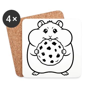 Hamster Keks Cookie Outline - Untersetzer (4er-Set) - Weiß - Vorne