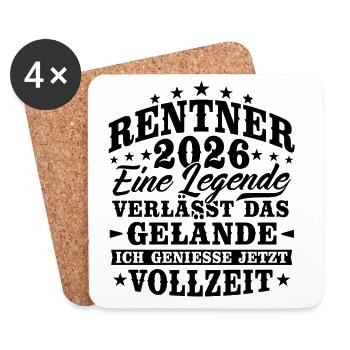 Rentner 2026 Rente Ruhestand Geschenk - Untersetzer (4er-Set) - Weiß - Vorne