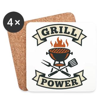 Puissance du Grill Kettle et Ustensiles - Dessous de verre (lot de 4) - blanc - Devant