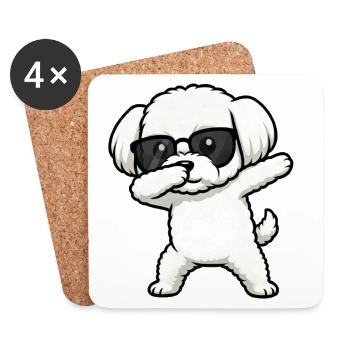 Dabbing Maltese - Coasters (set of 4) - white - Front