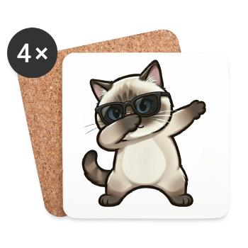 Dabbing Siamkatze - Untersetzer (4er-Set) - Weiß - Vorne