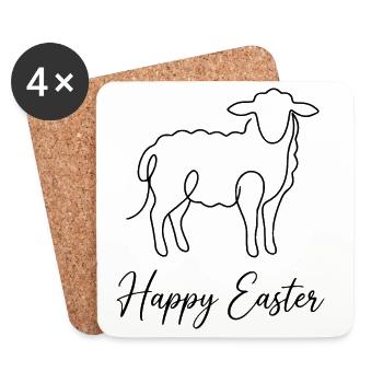 Happy Easter, Cute Lamb Spring Shirt, Hoodie, Cap - Untersetzer (4er-Set) - Weiß - Vorne