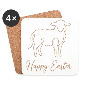 Happy Easter, Cute Lamb Spring Shirt, Hoodie, Bag - Untersetzer (4er-Set) - Weiß - Vorne