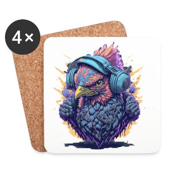 DJ avec un casque - Dessous de verre (lot de 4) - blanc - Devant