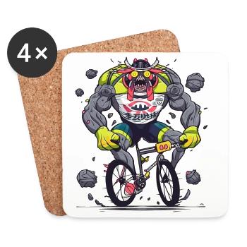 BMX Dämon Kraftkoloss - Untersetzer (4er-Set) - Weiß - Vorne