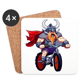 Viking auf Motorrad - Untersetzer (4er-Set) - Weiß - Vorne