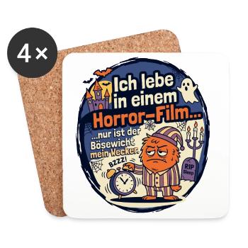 Horror Film Wecker lustiger Spruch - Untersetzer (4er-Set) - Weiß - Vorne