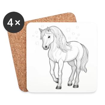 Pferd mit Sternen - Untersetzer (4er-Set) - Weiß - Vorne