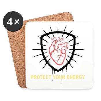 Protect Energy Herz Schild - Untersetzer (4er-Set) - Weiß - Vorne