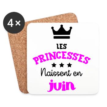 Princesse née en Juin Super Cadeau Anniversaire - Dessous de verre (lot de 4) - blanc - Devant