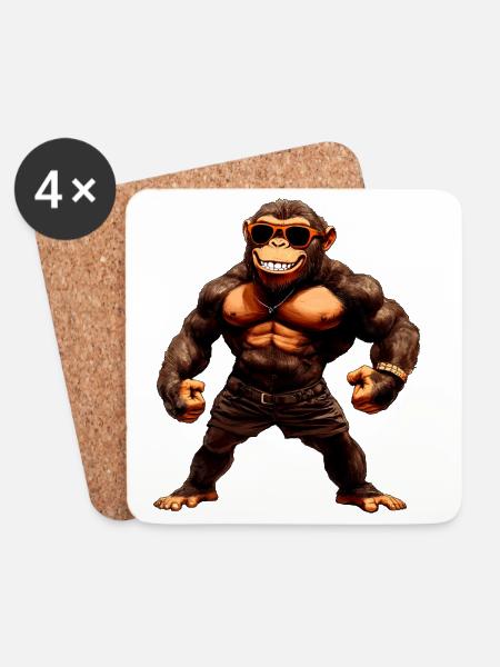 Monkey Sport Animal - Coasters (set of 4) - white