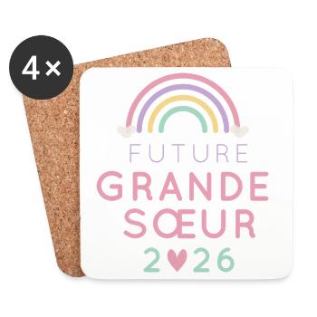 Future Grande Sœur 2026 – Annonce Grossesse - Dessous de verre (lot de 4) - blanc - Devant