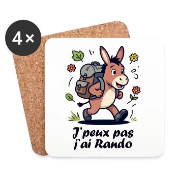 Âne randonneur, je peux pas j'ai rando - Dessous de verre (lot de 4) - blanc - Devant