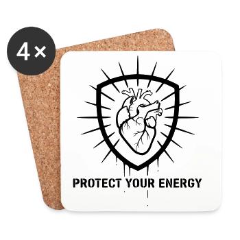 Protéger fort votre bouclier énergétique - Dessous de verre (lot de 4) - blanc - Devant