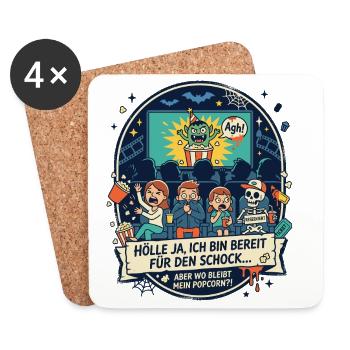 Horror Kino Schock Popcorn Humor - Untersetzer (4er-Set) - Weiß - Vorne