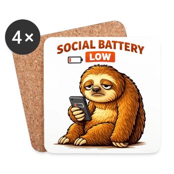 Schlechte Sozialbatterie niedrig - Untersetzer (4er-Set) - Weiß - Vorne