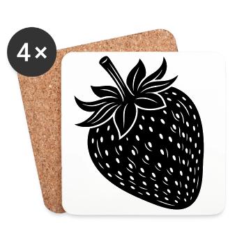 Strawberry Fruit Silhouette - Untersetzer (4er-Set) - Weiß - Vorne