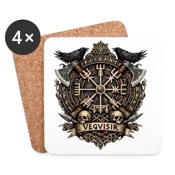 Boussole nordique Vegvisir - Dessous de verre (lot de 4) - blanc - Devant