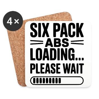 Sixpack Abs lädt... Bitte warten Sie - Untersetzer (4er-Set) - Weiß - Vorne