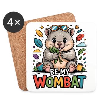 Be My Wombat: Niedliches Design - Untersetzer (4er-Set) - Weiß - Vorne