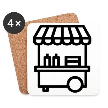 chariot street food - Dessous de verre (lot de 4) - blanc - Devant