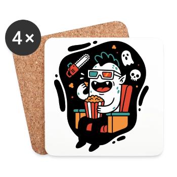 Kinomonster Popcorn Spaß - Untersetzer (4er-Set) - Weiß - Vorne