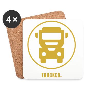 TRUCKER. Success Edition – Minimalist Gold Design - Coasters (set of 4) - white - Front