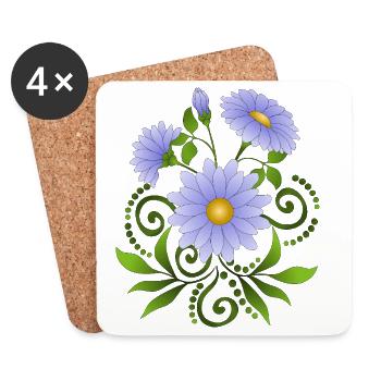 Fleur - Dessous de verre (lot de 4) - blanc - Devant
