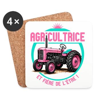 Agricultrice et fière de l’être - design tracteur  - Dessous de verre (lot de 4) - blanc - Devant