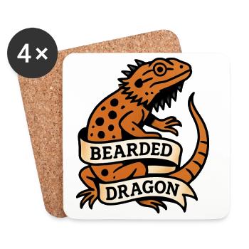 Dragon Barbu Pogona Reptile Illustration - Dessous de verre (lot de 4) - blanc - Devant