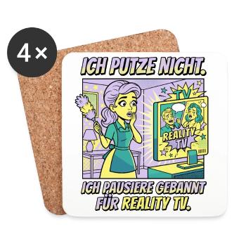 Reality TV Putzpause Humor Design - Untersetzer (4er-Set) - Weiß - Vorne